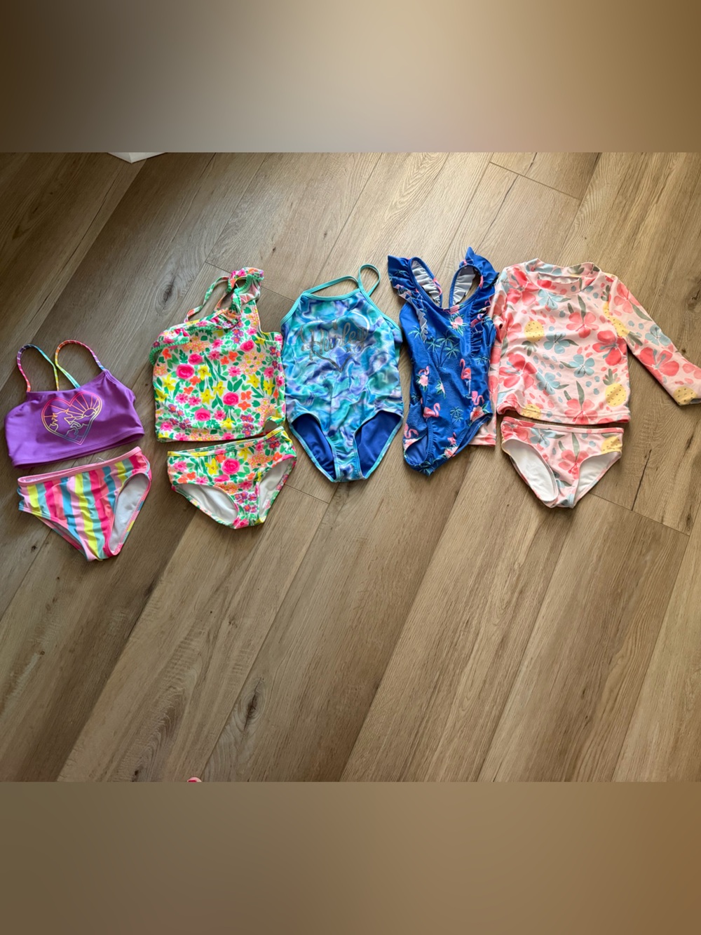 Kids Mixed-Color One-Piece and Two-Piece Swim Set - Floral & Multicolor 5T